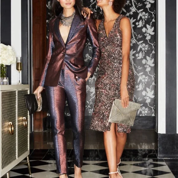 VERONICA BEARD Ashburn Metallic Blazer/Pants Full Suit Set Sz 6 - Picture 1 of 13